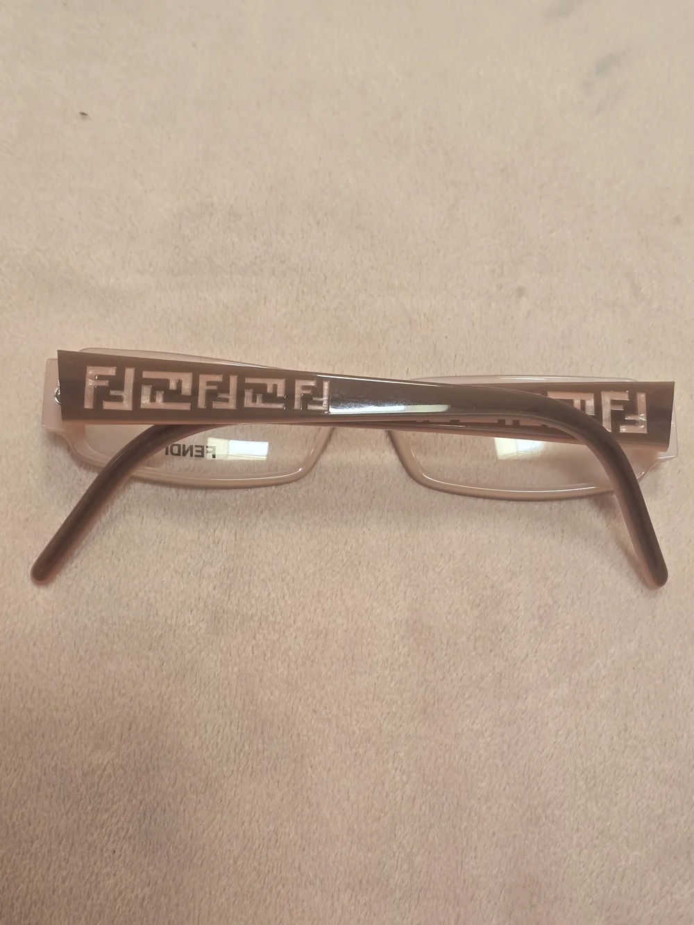 Fendi Women's Rectangular Glasses in Brown With Pink Inlay-New!